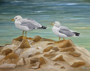 Two Coastal Seagulls by Angeles M. Pomata