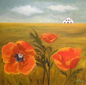 Vibrant Poppies Field by Angeles M. Pomata