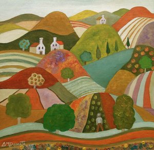 Whimsical Hillside Village by Angeles M. Pomata