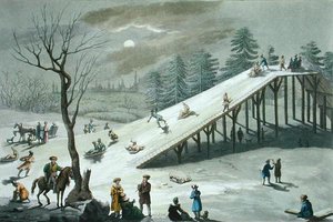Snow slide in a Russian public park, early 19th century