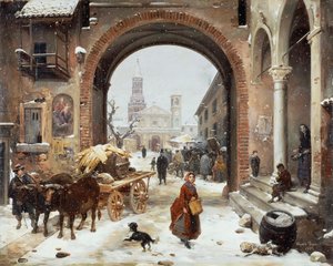 Winter Market in front of the Abbey of Clairvaux
