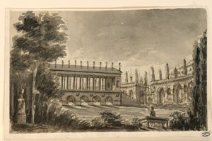 Stage Design, A Porticoed Bridge by Angelo Toselli
