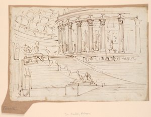 Stage Design, Interior of Circular Building by Angelo Toselli