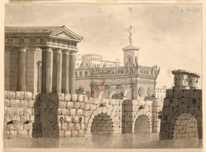 Stage Design, Palaces and River by Angelo Toselli