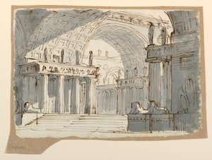 Stage Design, Vaulted Classical Building by Angelo Toselli
