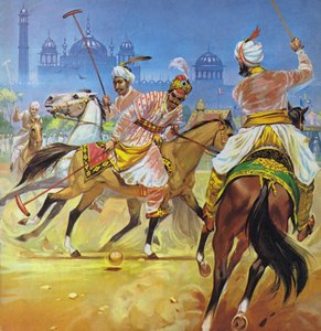 A Moghul emperor playing polo by Angus McBride