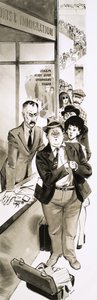 A holidaymaker passing through customs by Angus McBride