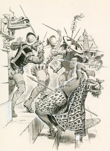 Cortes resisting an Aztec attack by Angus McBride