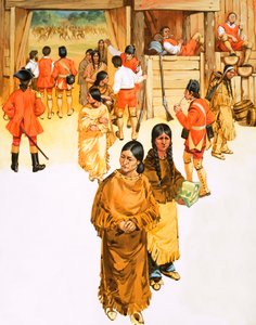 Indian Squaws Concealing Weapons Walk into Fort Micilmackinac by Angus McBride
