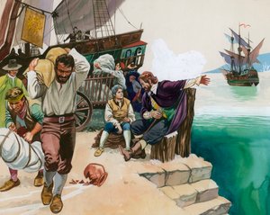 Pirates landing at harbour by Angus McBride