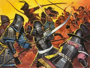 Unidentified Japanese warriors in battle by Angus McBride