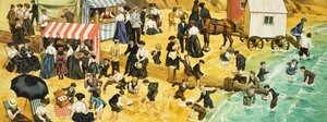 Victorian or Edwardian Beach Scene by Angus McBride
