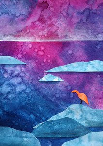 Dreamy Orange Bird by Ania Witwitzka