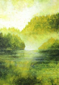 Misty Green River by Ania Witwitzka