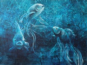 Three Ethereal Goldfish by Ania Witwitzka