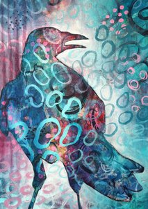 Vibrant Abstract Crow by Ania Witwitzka