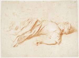 Reclining Male Figure in Oriental Dress. Verso: Sketch of Running Man and Sketch of Figure Reaching Out Arms