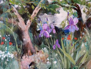 Mediterranean Garden with Irises