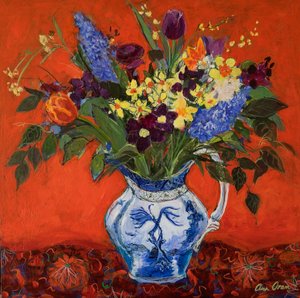 Spring Flowers on Red