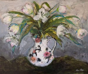 White Tulips in an Ironstone Jug, 2019