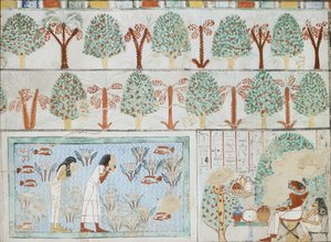Copy of wall painting from private tomb 63 of Sebkhotpe, Thebes I, 1, 125-128 by Anna
