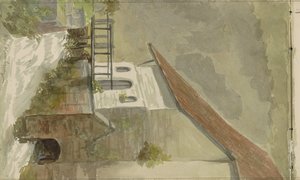 House by a canal in Valkenburg by Anna Catharina Maria van Eeghen (possibly)