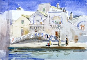 Houses by a Canal with a Washing Line, c. 1864-1930 by Anna Lea Merritt