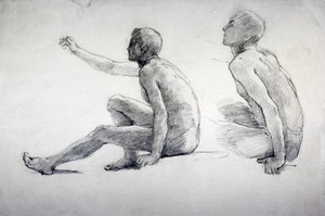 Two Studies of a Seated Male Nude