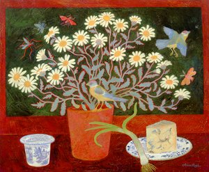 Clay Pot with Daisies by Anna Pugh