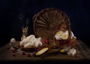 Rustic Farm Fresh Eggs by Anna Qu