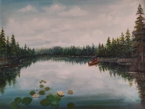 Quiet Lake Fishing by Annette Armitage