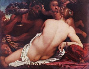Bacchantin Venus with a Satyr and Cupids by Annibale Carracci