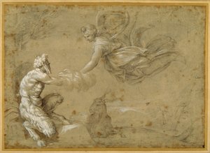 Pan presenting the wool to Diana