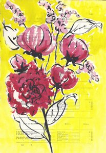 Pink Floral Yellow by Annick