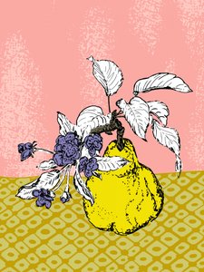 Yellow Pear and Flowers