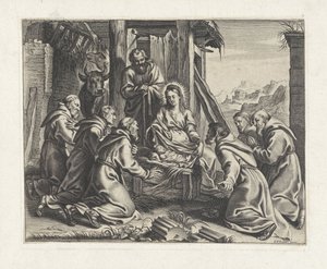 Adoration of the Christ Child by Monks by Anonymous