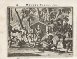 Attack on Men in Front of a Hut by Anonymous