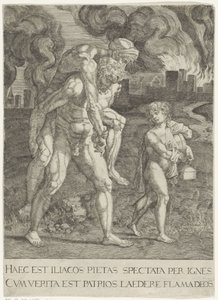 Aeneas Flees with His Family from Troy by Anonymous