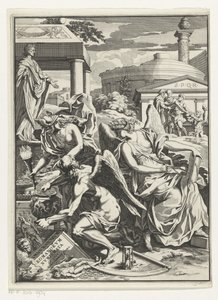 Allegorical Representation with History, Father Time with a Pot of Coins (Title Page for: Carl Patin, Imperatorum Romanorum Numismata) by Anonymous