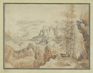 Mountain Landscape with Trees and View into a Valley