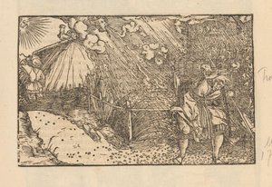 Farmer on His Land in a Hailstorm by Anonymous
