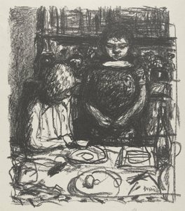 Buffet Cabinet with Basket of Flowers by Anonymous
