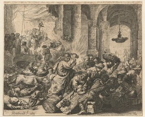 Christ driving the money changers from the temple