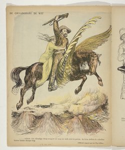 Christian de Wet and Woman Clinging to Him (the Hope of the Boers) on a Winged Horse by Anonymous