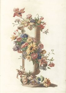 Cylindrical Vase with Flower Garland by Anonymous