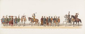 Delft Procession of 1873 (sixth plate), Costumed Procession Held by the Members of the Delft Student Corps on July 8, 1873, Representing: the Entry of Charles of Egmond, Duke of Guelders, Count of Zutphen, into Arnhem in 1492 (series title) by Anonymous