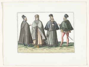 Three Men and a Woman Dressed in Foreign Fashion, ca. 1580