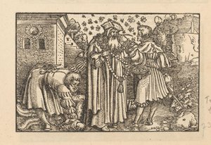 Three Men with Bees and Feathers by Anonymous