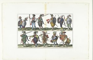 Double Plate with Twelve Armed Citizens in Uniform According to the Fashion in Antwerp, ca. 1580