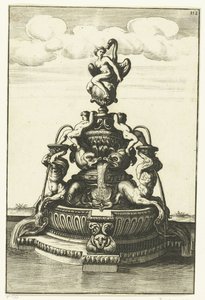 Fountain with Leda and the Swan Architectura Curiosa Nova (series title) by Anonymous